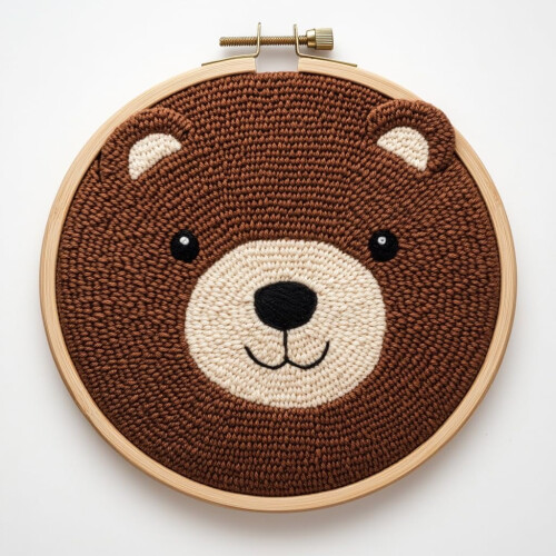 Braunbär Punch Needle Kit – DIY Stickset mit