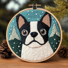 Bostonterrier-nålssats för nybörjare – 20x20 cm