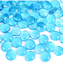 Biglie di vetro piatte color acquamarina (450 g)