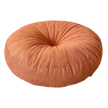 Cojín redondo de pana para suelo, 40x40x13cm, color naranja.