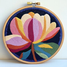 Abstrakt Magnolia Punch Needle Kit – Tryckt Mönster,