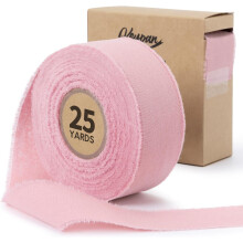 Rosa Baumwollband mit Fransen, 1,5 Zoll x 25 Yards