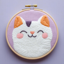 Katt ansikte punch nål kit – DIY broderiset med