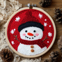 Snögubbe-stansnålskit – 20x20cm tryckt mönster och ring