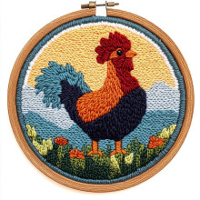 Nålslagssats Tecknad Tupp Solnedgång 20x20cm