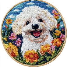 Nålstanskit Bichon Frise Hund Blommönster