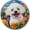 Punch Needle Kit Bichon Frisé Hund Blumendesign 1
