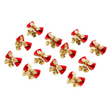 12 kerststrikken van jute met belletjes, 5,5–6 cm