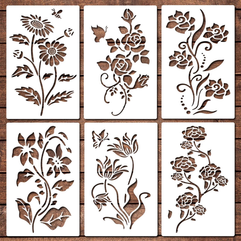 Large Reusable Flower Stencils For Wood & Walls Â 6-Piece 9499224402225