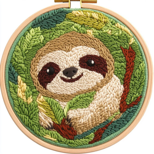 Σετ βελόνας τρυπήματος Baby Sloth Σετ χειροτεχνίας για αρχάριους 20x20cm