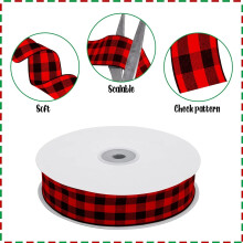 Schwarz-rotes Büffelkaroband, 1 Zoll x 50 Yards
