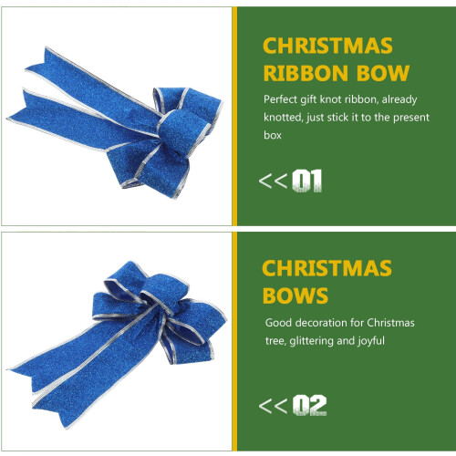 Set van 5 blauwe stoffen kerststrikjes 1