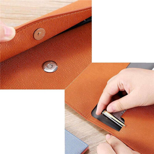 2X PU Leather A4 File Folder Document Holder Waterproof Portfolio Envelope Folder Case with Snap Closure(Brown) 2