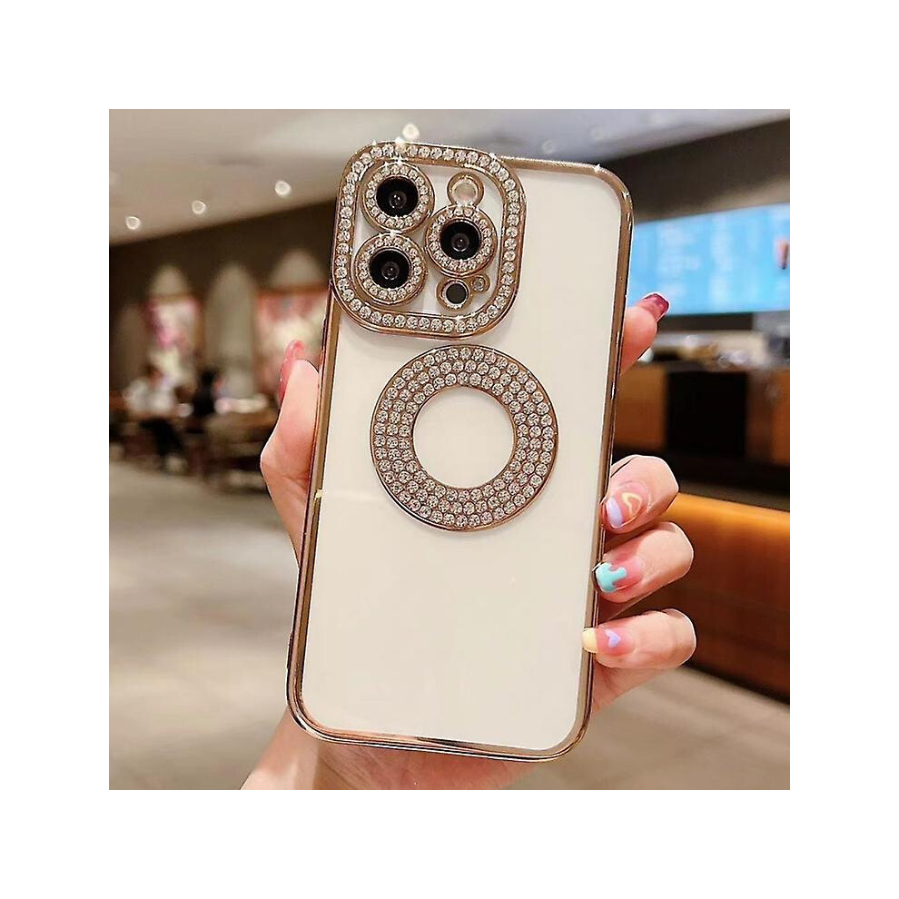 Compatible Iphone 15 Pro Electroplated Diamond Tpu Phone Case: Gold 7842289260675