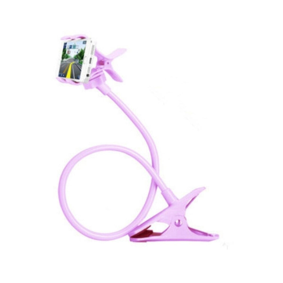 Universal Lazy Bracket Mobile Phone Holder Gooseneck Stand Stents Flexible Bed Desk Table Clip Bracket Compatible Smartphone Holder: Pink 4951152351655