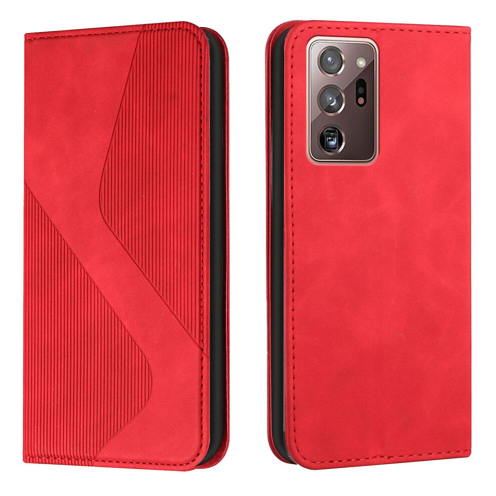 Samsung Galaxy Note20 Ultra Case, Pu Leather Flip Cover Magnetic Closure Wallet Card Slots Stand Case: Red 4327262186775