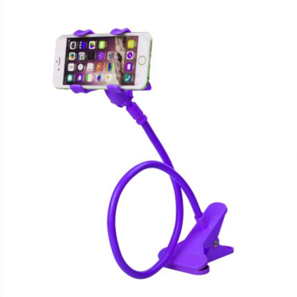 Universal Lazy Bracket Mobile Phone Holder Gooseneck Stand Stents Flexible Bed Desk Table Clip Bracket Compatible Smartphone Holder: Purple 4951152351662