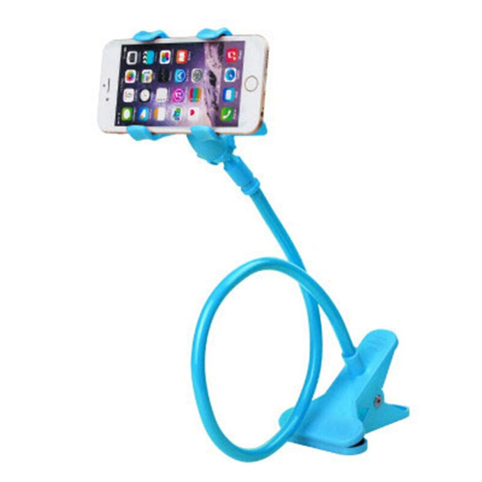 Universal Lazy Bracket Mobile Phone Holder Gooseneck Stand Stents Flexible Bed Desk Table Clip Bracket Compatible Smartphone Holder: Blue 4951152351648