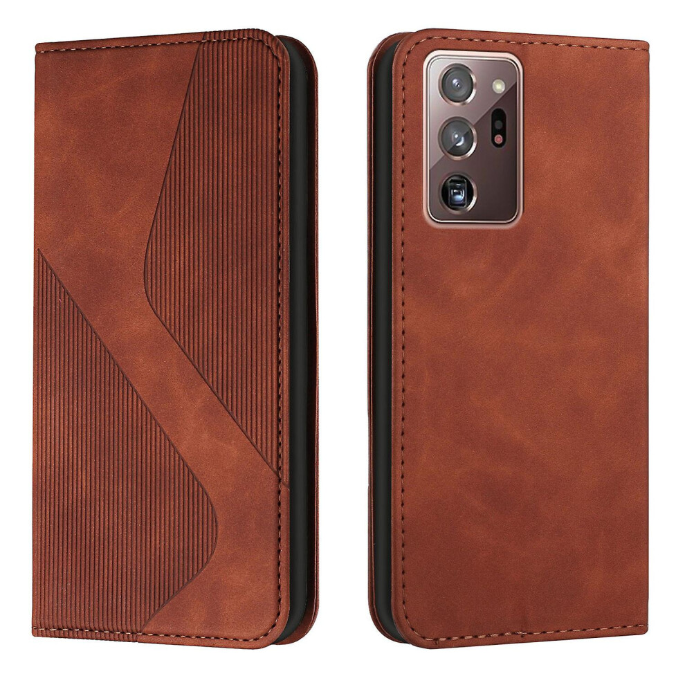 Samsung Galaxy Note20 Ultra Case, Pu Leather Flip Cover Magnetic Closure Wallet Card Slots Stand Case: Brown 4327262186744