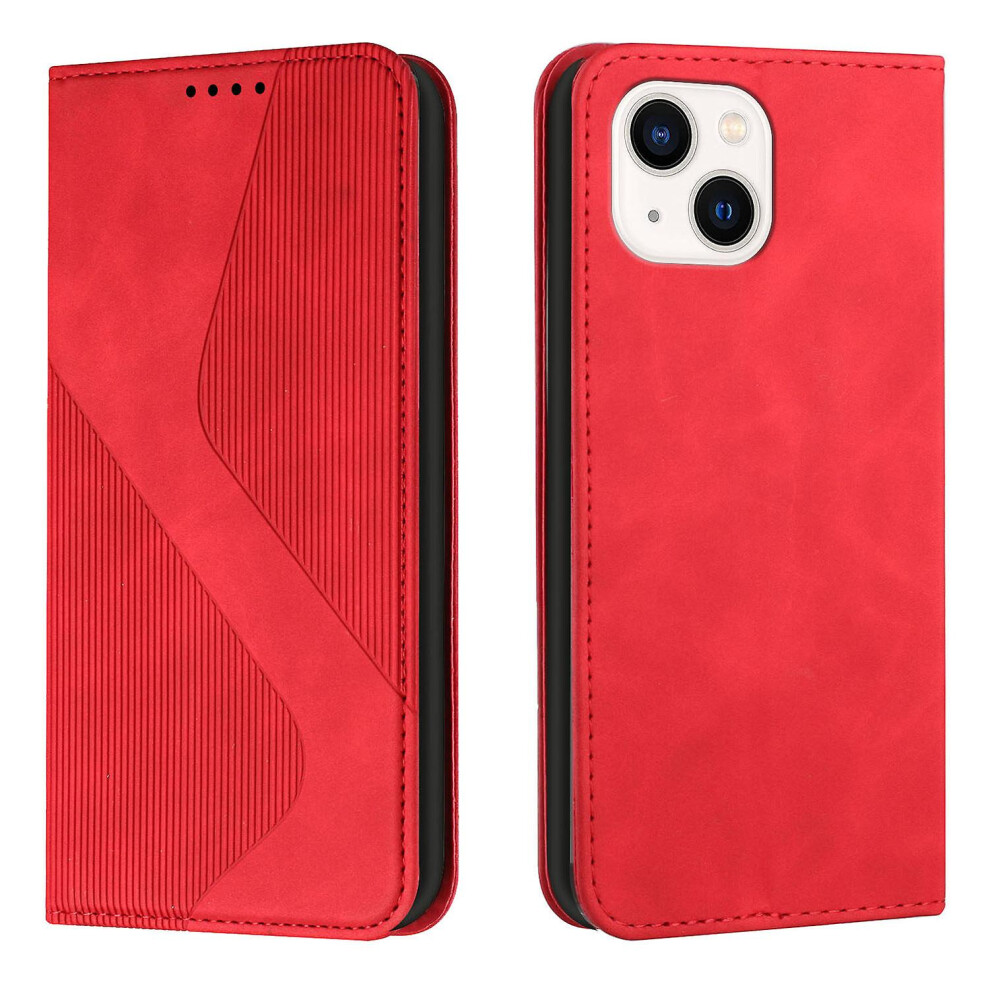 Iphone 15 Case, Pu Leather Flip Cover Magnetic Closure Wallet Card Slots Stand Case: Red 341875393126