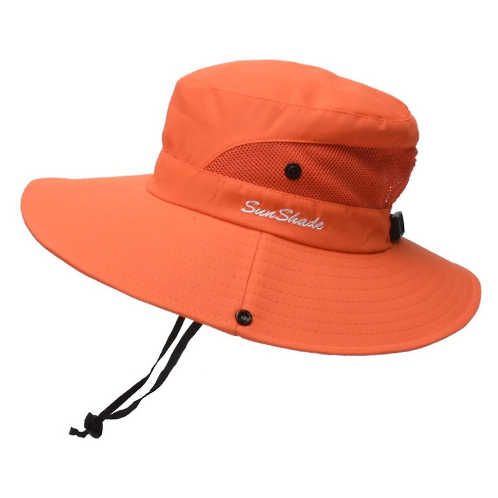 Women's Ponytail Sun Hat Uv Protection Adjustable Foldable Mesh Wide Brim Colorblock Fishing Hat:12 5212187191234