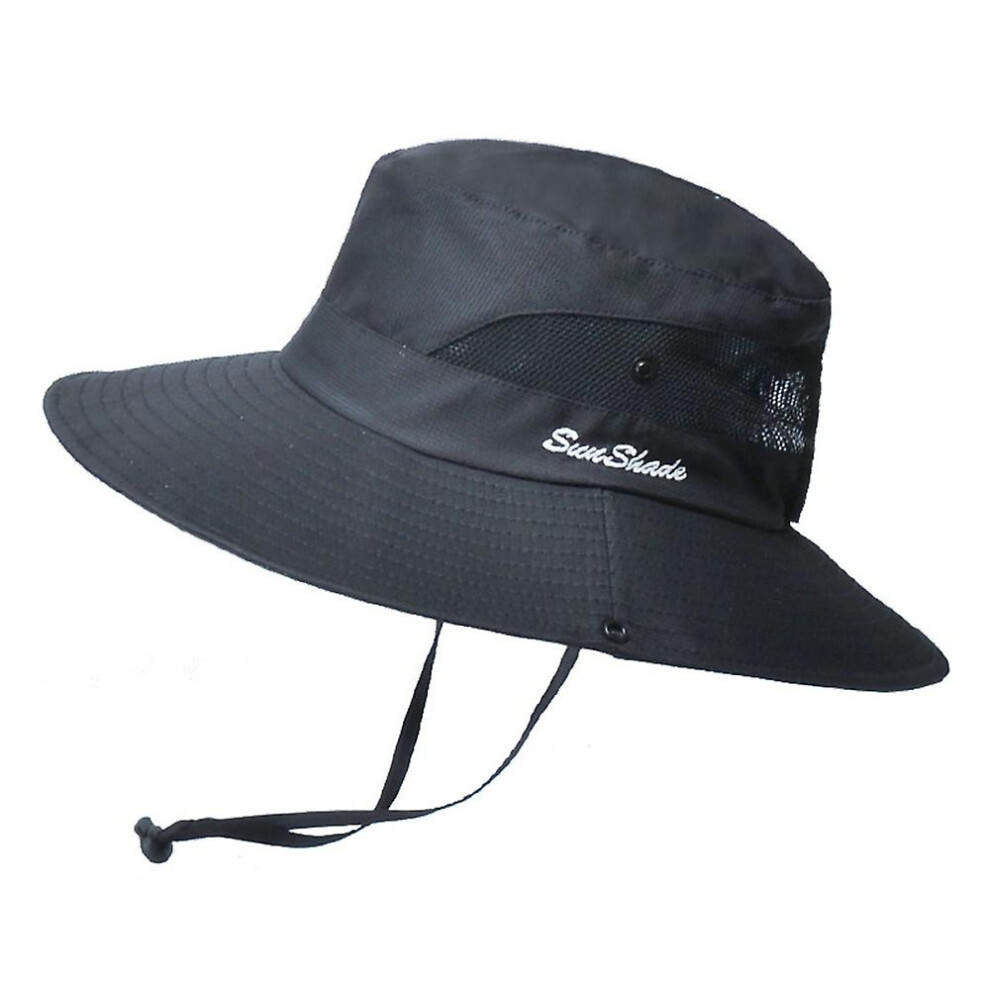 Women's Ponytail Sun Hat Uv Protection Adjustable Foldable Mesh Wide Brim Colorblock Fishing Hat:16 5212187191272