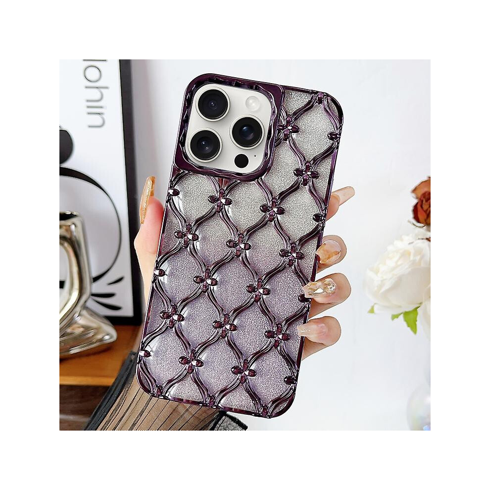 Compatible Iphone 15 Star Flower Electroplated Tpu Phone Case With Gradient Glitter Paper: Purple 3443154365842