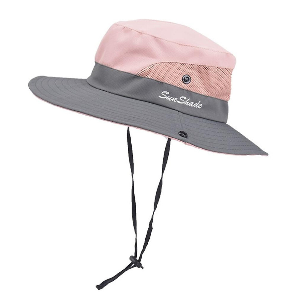 Kid's Ponytail Sun Hat Uv Protection Adjustable Foldable Mesh Wide Brim Colorblock Fishing Hat:3 4574221285554
