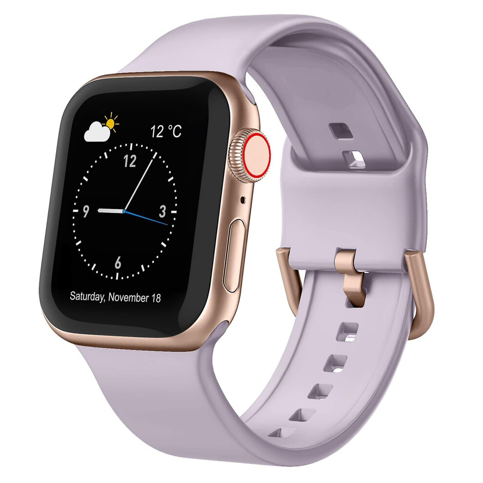 Compatible Apple Watch Series 4 44Mm Pin Buckle Silicone Watch Band:baby Purple 7623462381833
