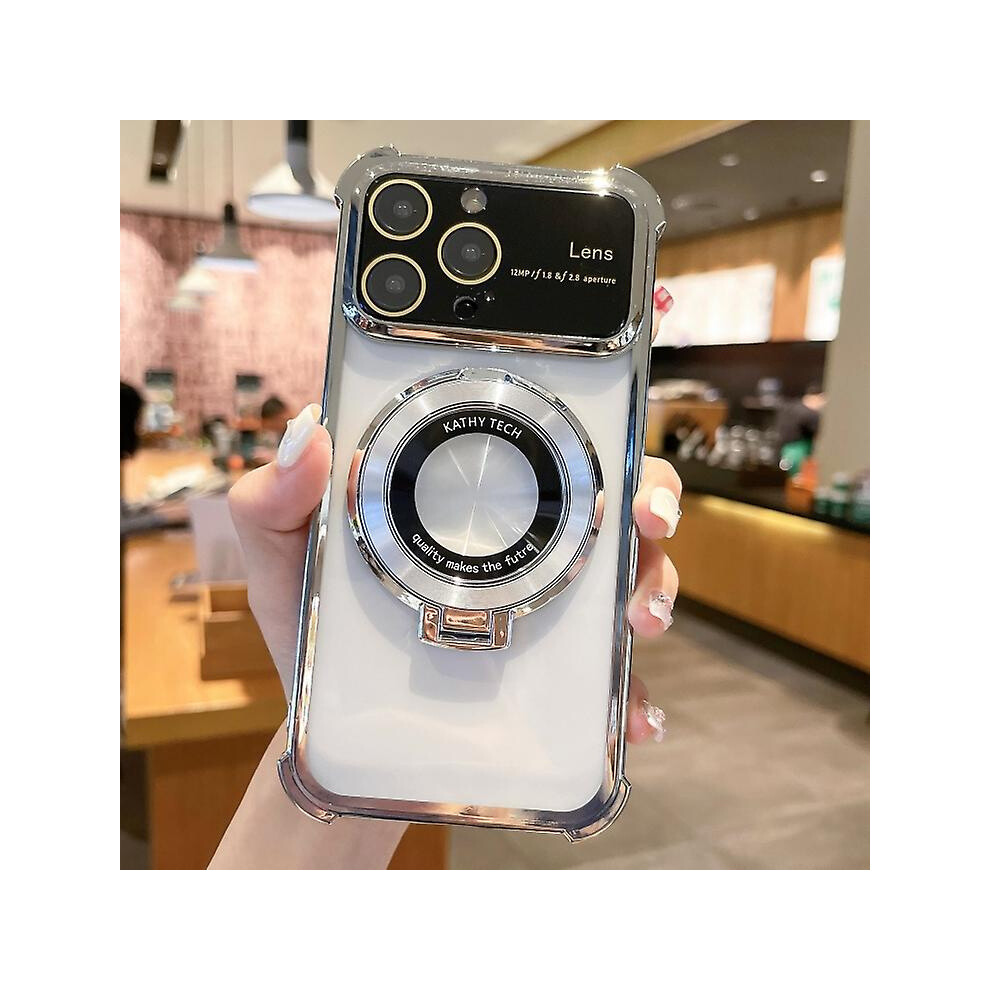 Compatible Iphone 14 Magsafe Holder Shockproof Tpu Phone Case With Lens Film: Silver 7623462381758