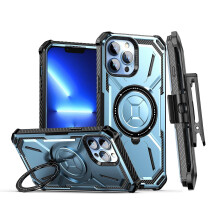 compatible iPhone12 Pro Max MagSafe Magnetic Holder Phone Case with Back Clip:Blue