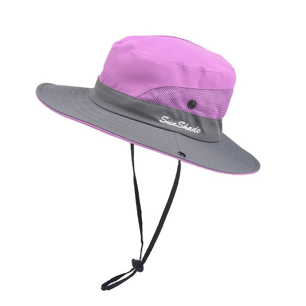 Kid's Ponytail Sun Hat Uv Protection Adjustable Foldable Mesh Wide Brim Colorblock Fishing Hat:5 4574221285578