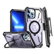 compatible iPhone12 Pro Max MagSafe Magnetic Holder Phone Case with Back Clip:Purple