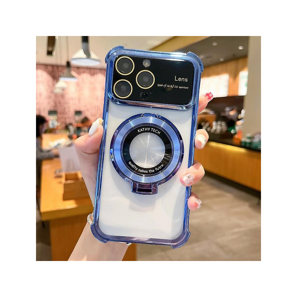Compatible Iphone 14 Magsafe Holder Shockproof Tpu Phone Case With Lens Film: Blue 7623462381710