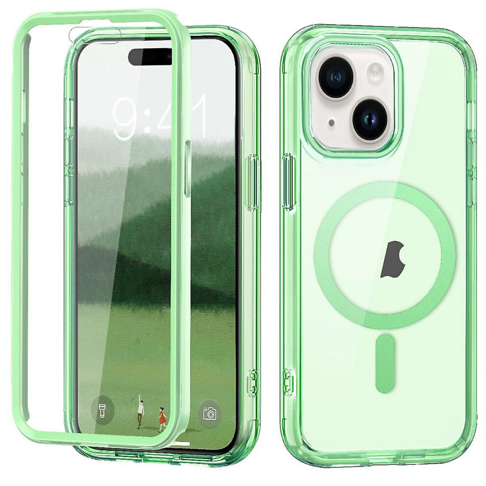 Compatible Iphone 15 Plus Colorful Magsafe Magnetic Pc + Tpu Phone Case: Green 5492923134101