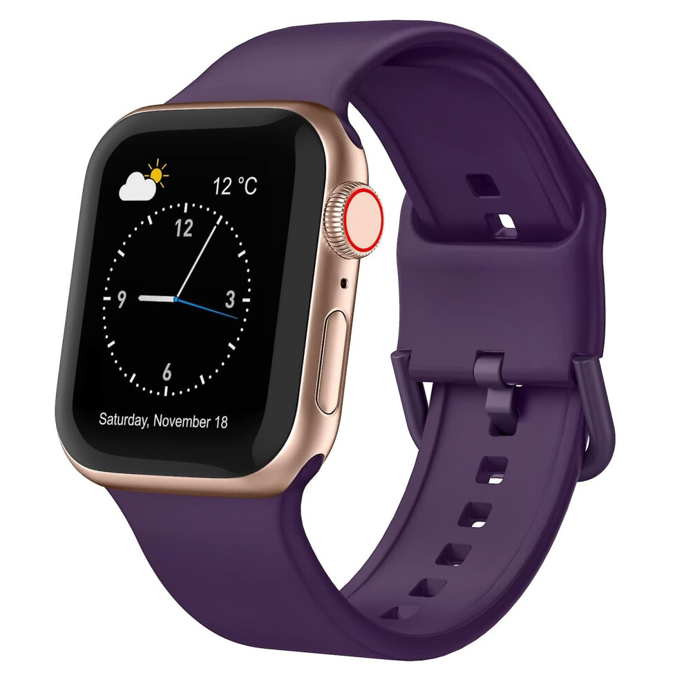 Compatible Apple Watch Series 2 42Mm Pin Buckle Silicone Watch Band:dark Purple 4162318379844