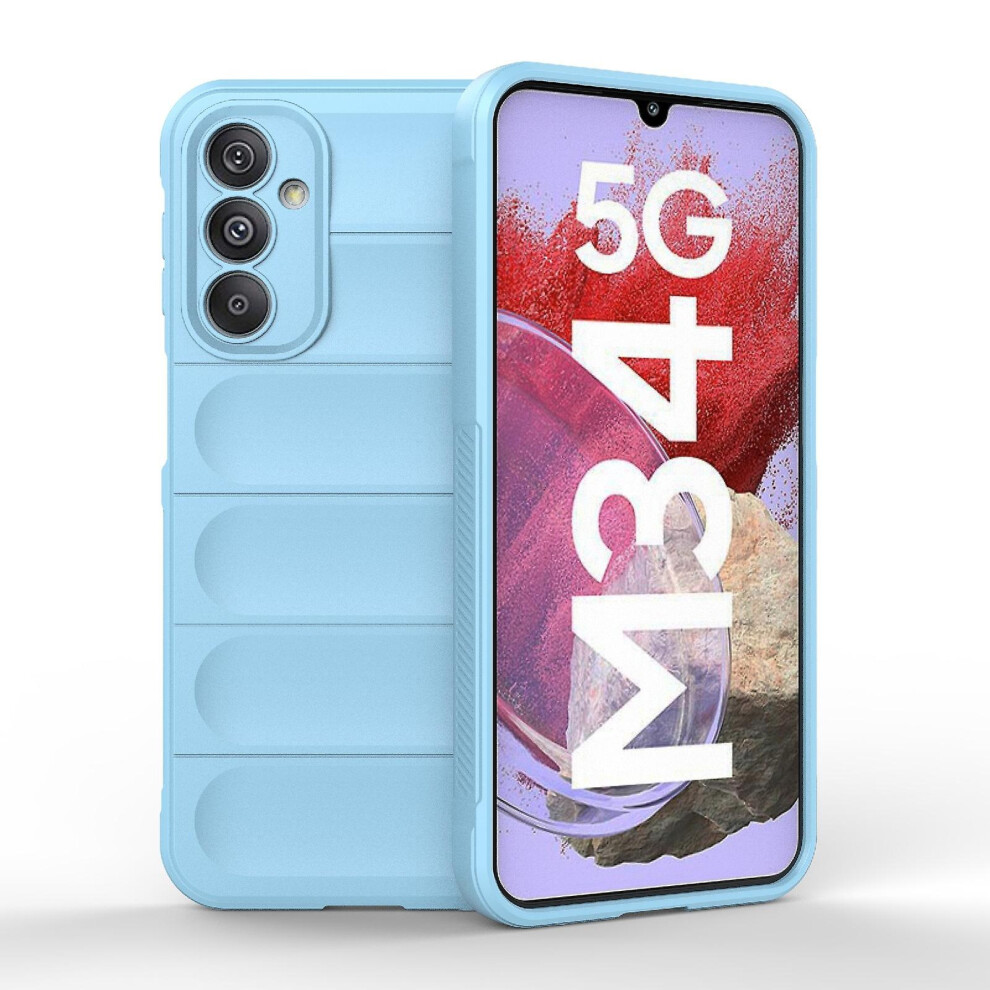 Compatible Samsung Galaxy M34 5G India Magic Shield Tpu + Flannel Phone Case:light Blue 4951152351860