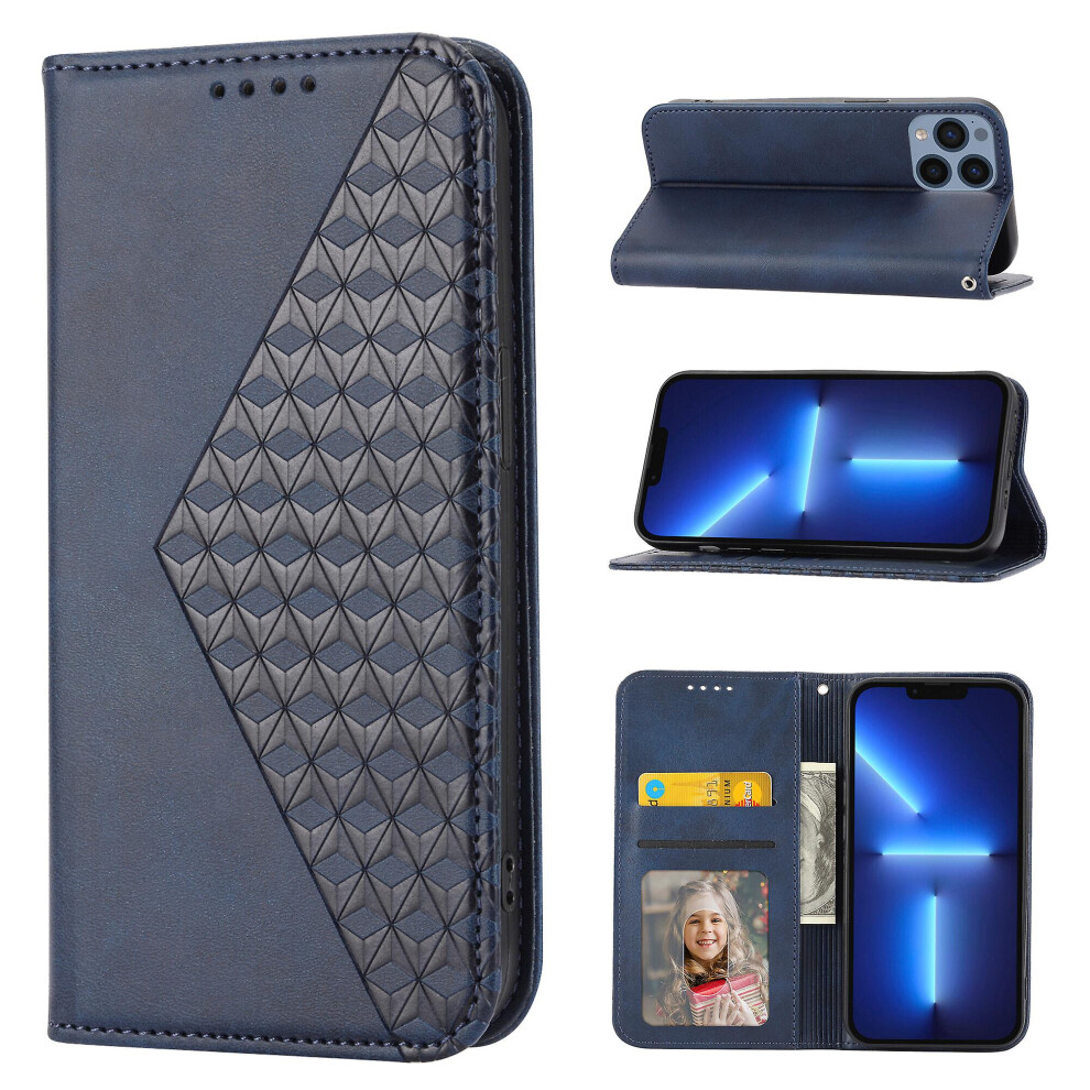 Compatible Iphone 13 Pro Max Case, Leather Wallet Flip Case With Strap: Blue 7503424432318