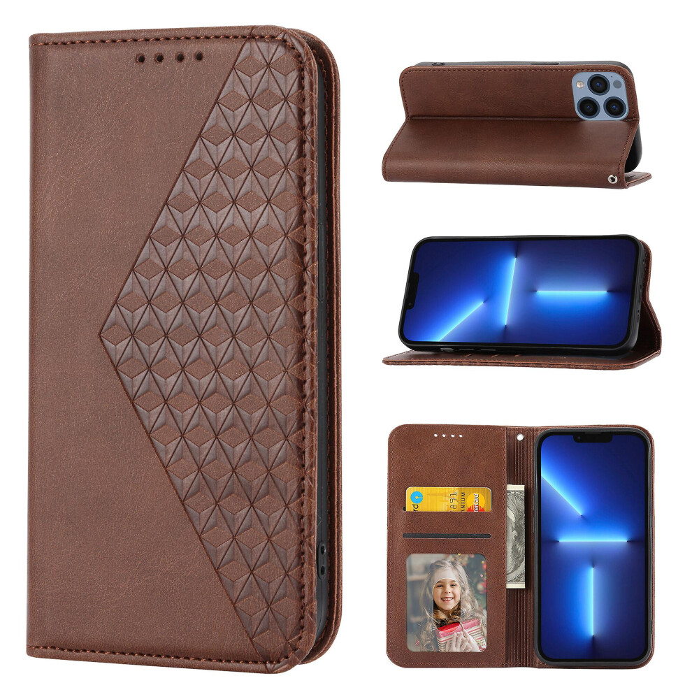 Compatible Iphone 13 Pro Max Case, Leather Wallet Flip Case With Strap: Brown 7503424432325