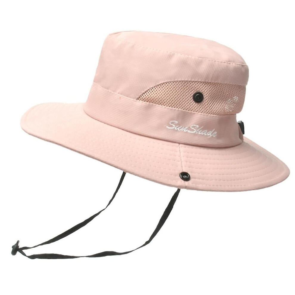 Kid's Ponytail Sun Hat Uv Protection Adjustable Foldable Mesh Wide Brim Colorblock Fishing Hat:13 4574221285523
