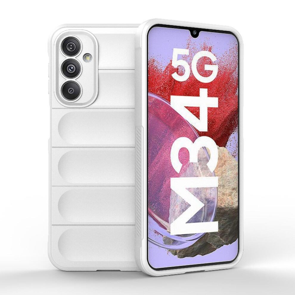 Compatible Samsung Galaxy M34 5G India Magic Shield Tpu + Flannel Phone Case: White 8383763399881