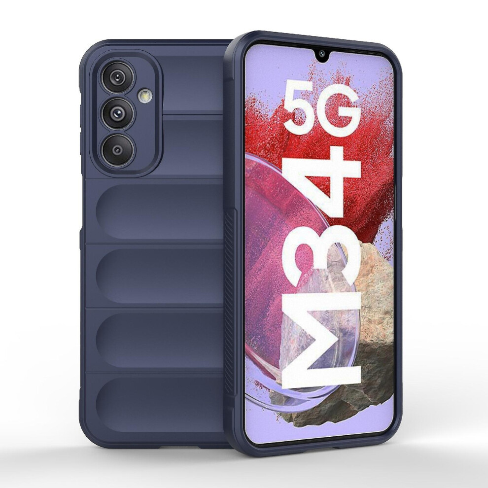 Compatible Samsung Galaxy M34 5G India Magic Shield Tpu + Flannel Phone Case:dark Blue 4951152351822
