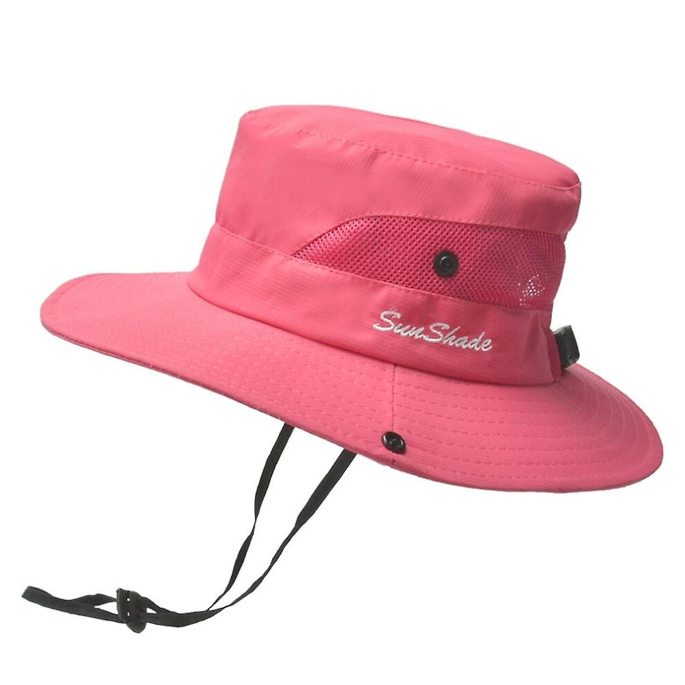 Kid's Ponytail Sun Hat Uv Protection Adjustable Foldable Mesh Wide Brim Colorblock Fishing Hat:11 4574221285509