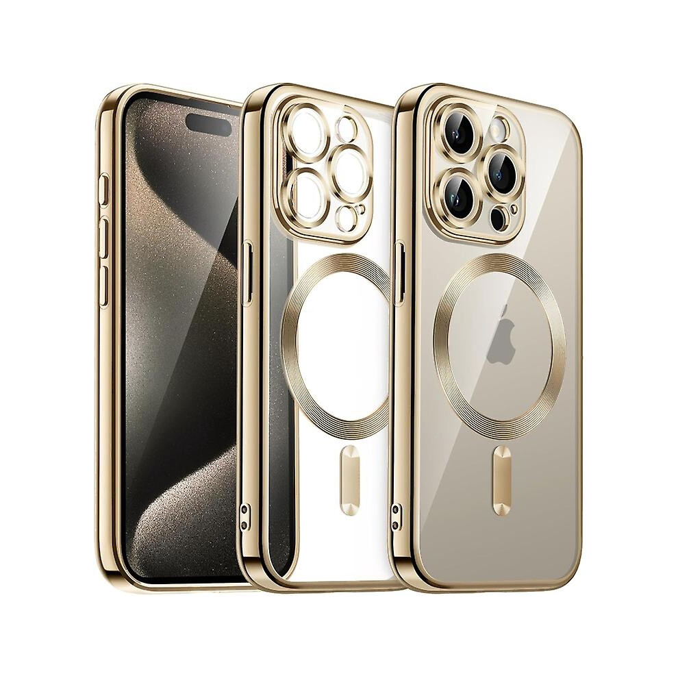 Compatible Iphone 14 Plus Magsafe Magnetic Transparent Electroplated Tpu Phone Case: Gold 7541443387851