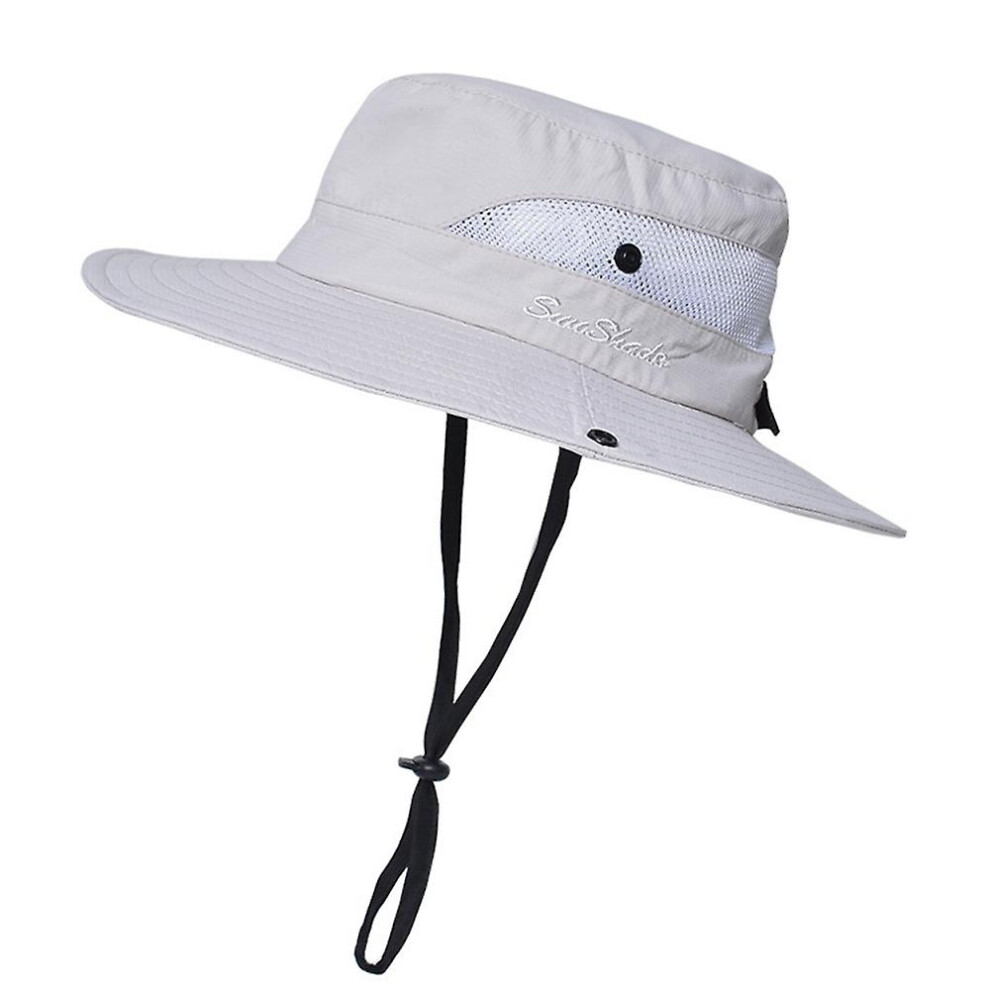 Kid's Ponytail Sun Hat Uv Protection Adjustable Foldable Mesh Wide Brim Colorblock Fishing Hat:14 4574221285530