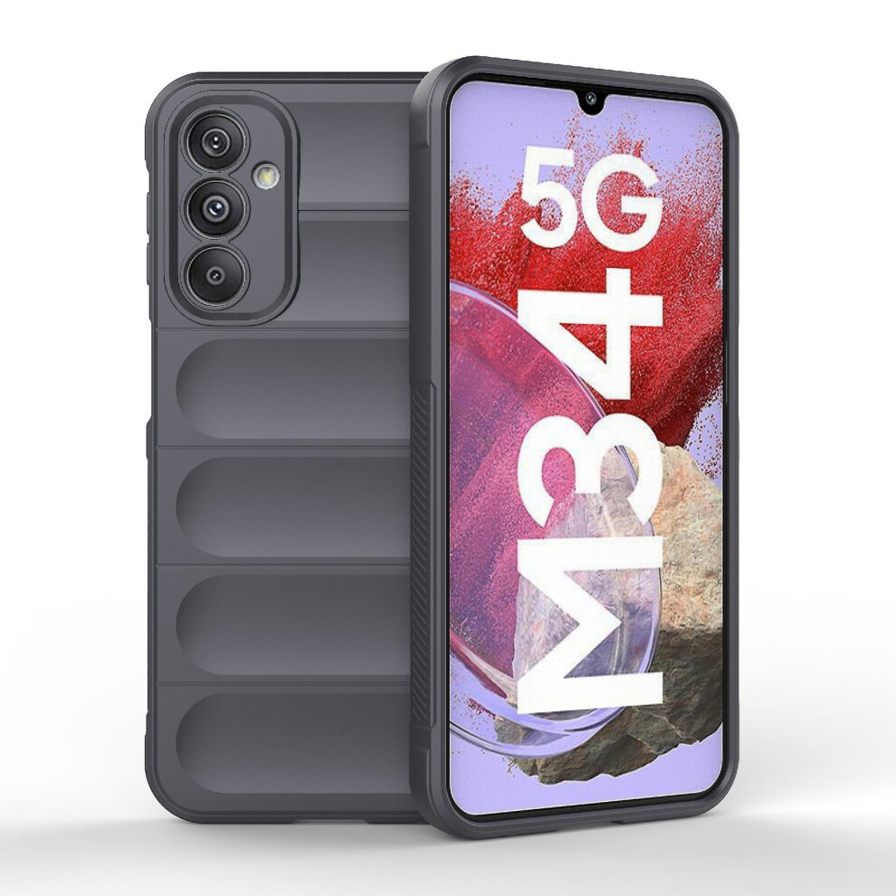 Compatible Samsung Galaxy M34 5G India Magic Shield Tpu + Flannel Phone Case:dark Grey 4951152351846