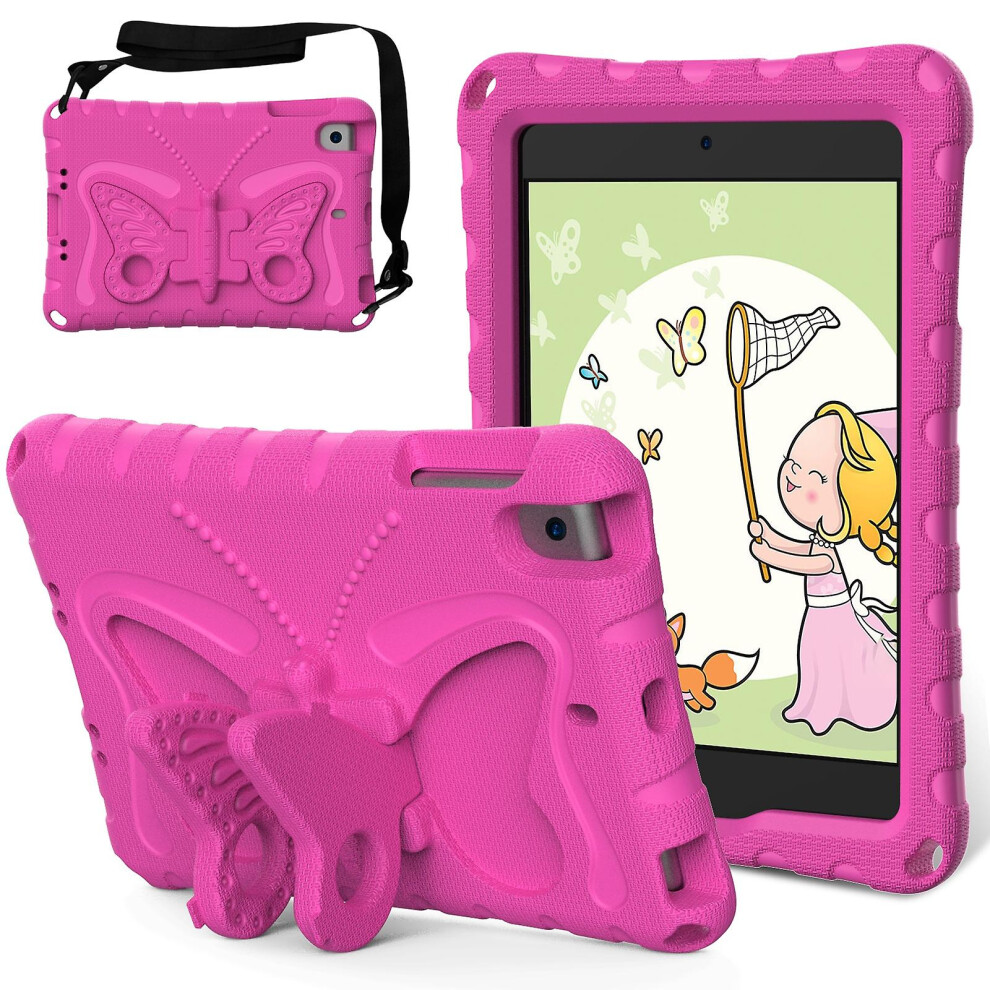 Compatible Ipad Mini 1/2/3/4/5 Butterfly Bracket Eva Shockproof Tablet Case:rose Red 5011540334482