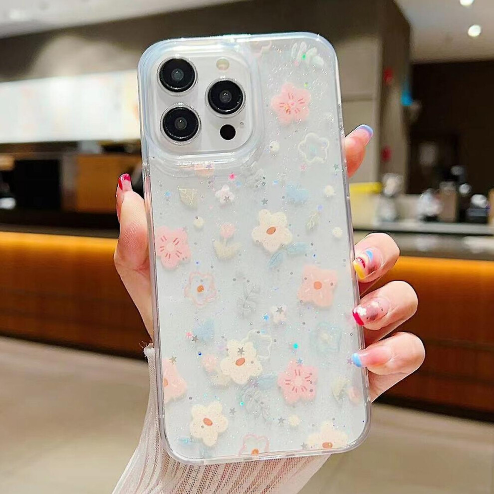 Compatible Iphone 7 / 8 / Se 2022 Fresh Small Floral Phone Case Drop Glue Protective Cover:hand-Painted Flower Light 4574221285769