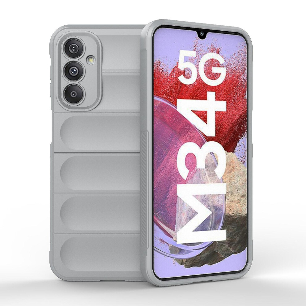 Compatible Samsung Galaxy M34 5G India Magic Shield Tpu + Flannel Phone Case: Grey 4951152351853