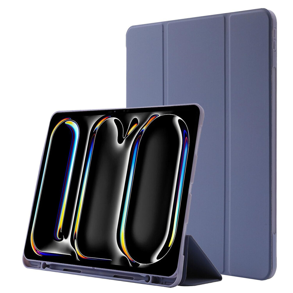 Compatible Ipad Air 11 2024 Skin Feel Tri-Fold Leather Tablet: Lavender 3012855354419
